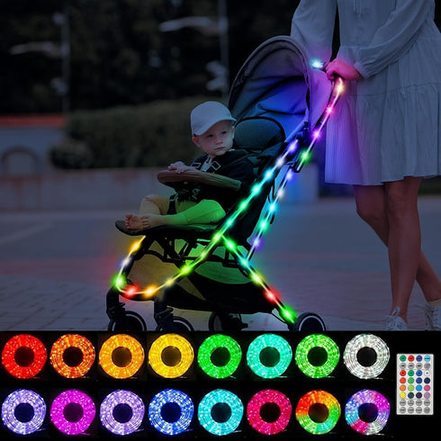 Hhyoisn Battery Powered LED Baby Stroller Lights, 10 FT Multicolor Stroller Rope Lights