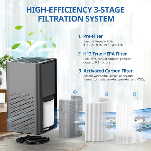 KJ150 KJ910 SY910 Replacement Filter for Druiap KJ150, Muliap & Generic KJ910, H13 True HEPA Filter, 2 Pack