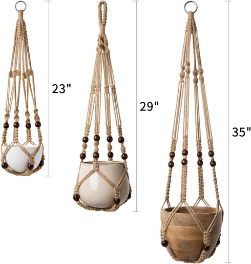 3 Pack 35"/29"/23", Mkono Macrame Plant Hangers Indoor Different Size Hanging Planter Basket Flower Pot Holder