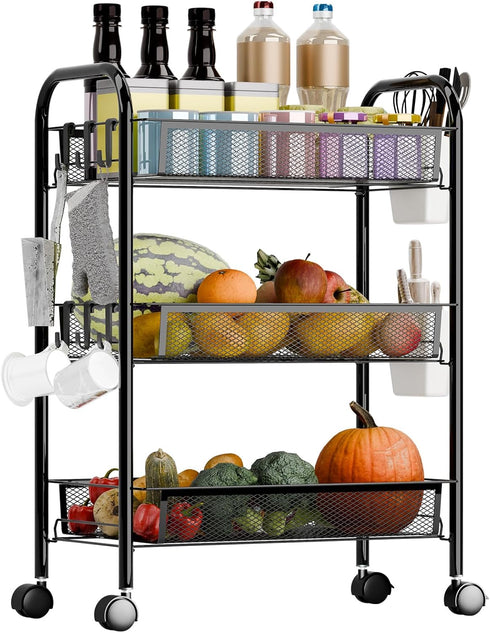 Fruit Vegetable Basket Storage Cart 5 Tier Stackable Metal Mesh Basket with