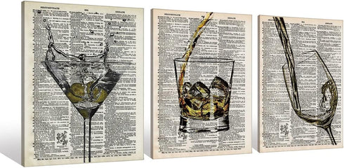 SiuSue bar cart decor wall art set, bar Canvas Wall Art Prints Artwork