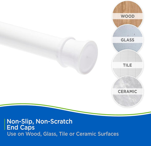 Kenney KN609C/10 Twist & Fit No Tools Camlock Tension Shower Curtain Rod, 42-72" Adjustable Length, White
