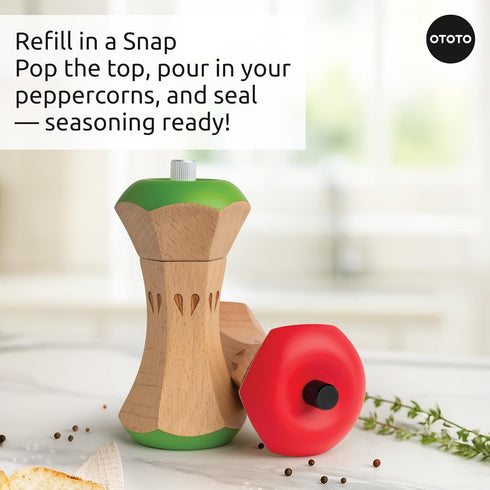 Set Set, OTOTO Twin Spice Salt and Pepper Grinder - Apple-Designed Unique Kitchen Gadgets, Cute Kitchen Accessories