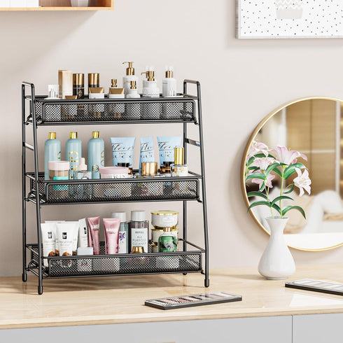 Countertop 3 Counter EKNITEY Bathroom Organizer Rack - Tier Spice Rack Metal Makeup Rack Small Perfume Vanity Organizer