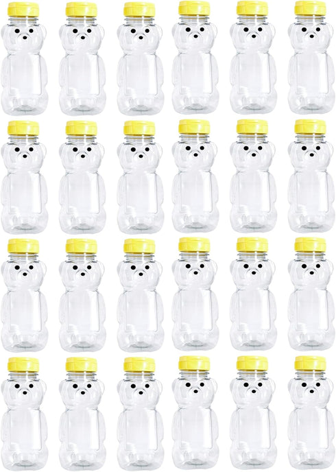 8 Ounce Plastic Squeezable Honey Bears with Sealable Flip Top Lids -
