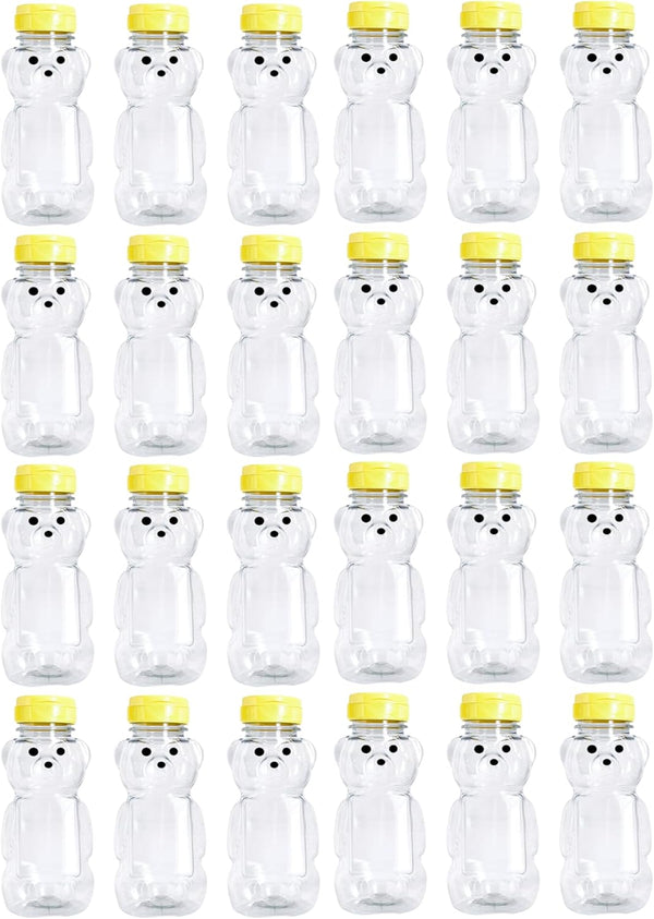 8 Ounce Plastic Squeezable Honey Bears with Sealable Flip Top Lids -