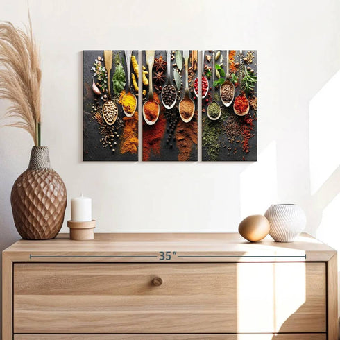 3 23" 14" ElephantStock Choice of Spices Wall Art - Panel Multi Piece Canvas Print for Kitchen - Wall Decor Pictures