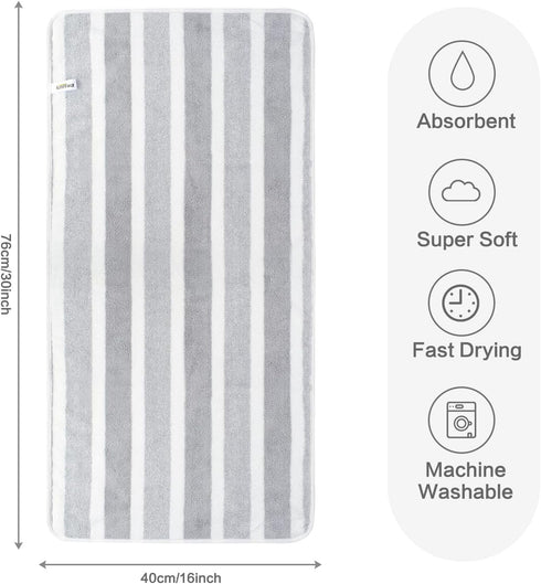 16inchx30inch 6 Pack KinHwa Microfiber Hand Towels for Bathroom Soft and Absorbent Face Towels Grey Bathroom Hand