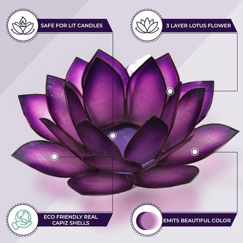 Capiz Shell Lotus Flower Tealight Candle Holder - Handmade Decorative Holder for Meditation, Yoga, and Relaxation