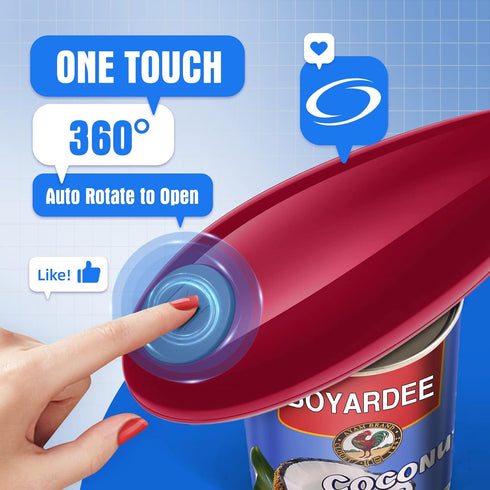 Electric Can Opener, Hand Free Easy Open Any Can Sizes with Smooth Edge, Food-Safe Portable Battery Operated Gadget
