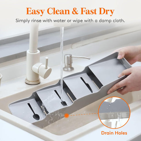 Lifewit Compact Flatware Drawer Organizer, Narrow Plastic Cutlery Tray for Spoons, Forks, and Knives, 2 Pack (Gray)