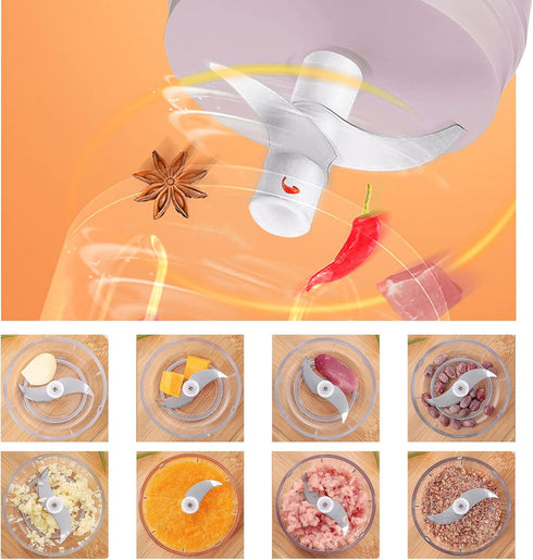 Electric Mini Garlic Mincer | 100ML USB Vegetable Onion Chopper | Portable Small Food Processor for Ginger, Chili,