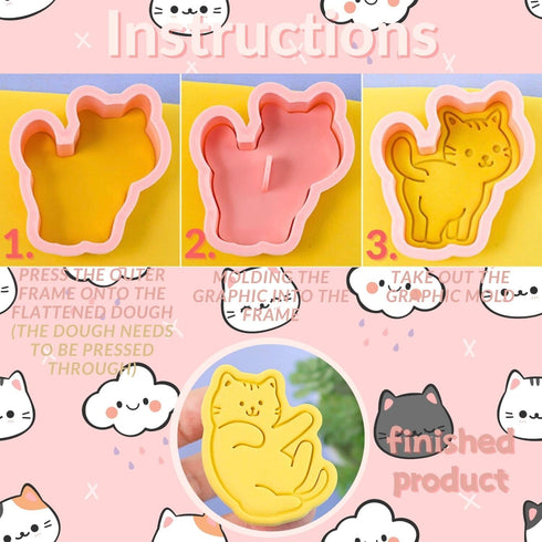 Crethinkaty Cat Cookie Cutters Set-8 Plastic Cookie Cutter Stamp- Cat Theme Fun Cookie Mold, Good for Making Cat Treats. by Crethinkaty