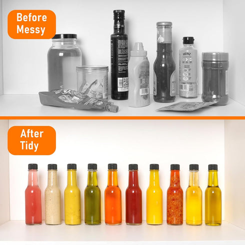 5 oz 6 Pack, Woozy Cap,150ml STARSIDE Hot Sauce Bottles Empty Pepper Sauce Bottle, Clear Glass Bottles with Leak Proof