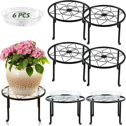 DEELF OUTLET 6-pack 9" Large Metal Plant Stands Indoor Outdoor Rustproof Iron Potted Plant