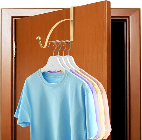 Hotop 2 Pcs Over The Door Hooks, Sturdy Valet Hanger for Clothes, Coats, Towels, Scarves, Champagne Gold