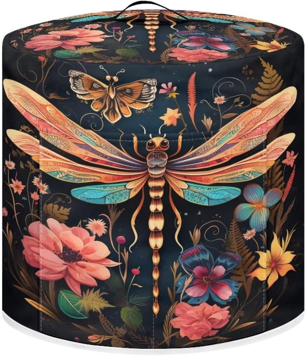 Dragonfly Butterfly Flower Rice Cooker Dust Cover, Washable Protective Cover for Small Appliances in Home