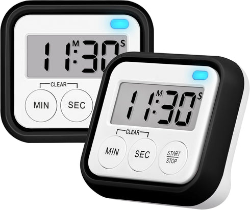 Kitchen Timers for Cooking, Magnetic Digital Timers 2 Pack for Classroom, Kids, Teachers, Black