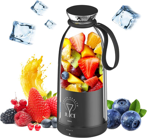 Portable Blender, 500ML Personal Blender for Shakes and Smoothies, USB Rechargeable with Six Blades for Travel
