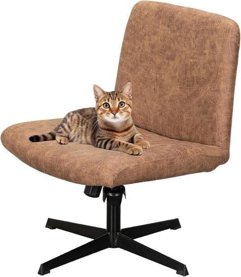 FUANGUI Criss Cross Chair Cover, Faux Leather Looking Stretch Mid Back Wide