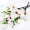 DULRLLY 6Pcs Artificial Magnolia Flowers - Real Touch White Silk Magnolia Bouquet for Home Decor