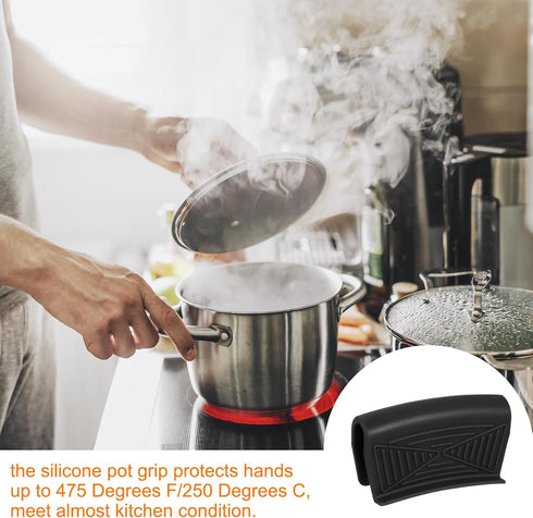 uxcell 2pcs Silicone Hot Pan Handle Holder - Heat Resistant Pot Holder Sleeve for Metal Frying Pan Cookware Black