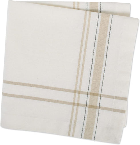DII French Stripe Tabletop Collection Dining Table Linen Napkin Set, 20x20, White Chambray, 6 Piece