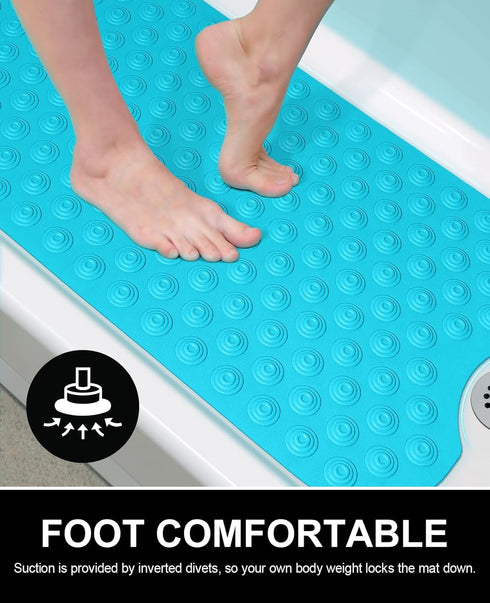 39x16 inch OTHWAY No Suction Cup Bath Mat: Extra Long BathmatPerfect for Refinished or Ordinary Bath TubsMade of Nature