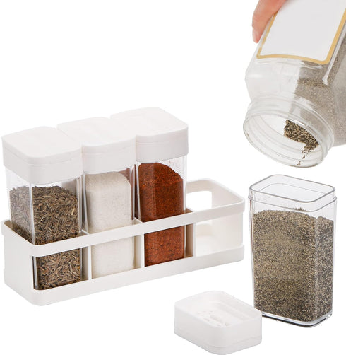 12 Set ZOOFOX Pieces Spice Shaker Jars, Plastic Seasoning Shaker Box with Lid, Transparent Barbecue Storage Containers