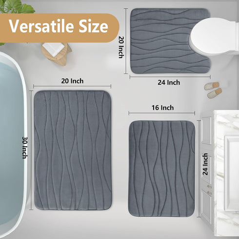 Buganda Memory Foam Toilet Rugs U-Shaped 24x20, Ultra Soft and Absorbent Bathroom Rugs, Non-Slip Toilet Bath Mat, Machine Wash Dry, Contour Bath Rugs for Toilet Base, Dark Grey