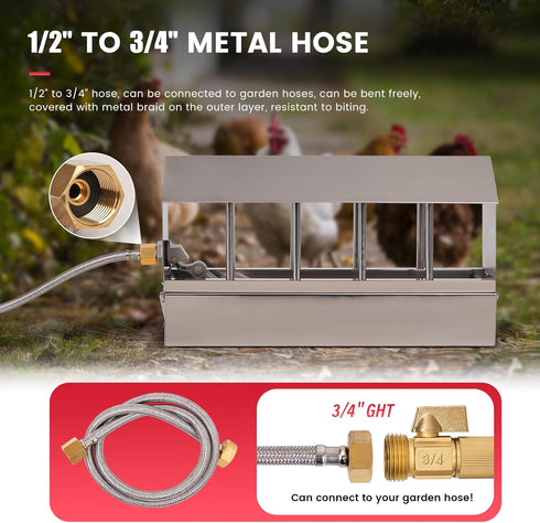 Automatic Chicken Waterer Stainless Steel Chicken Water Feeder Pigeon Water Dispenser with Float Valve Automatic