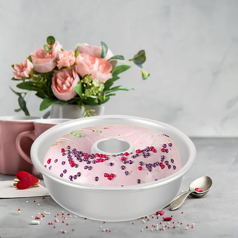 Ifundom Cheesecake Pan, Round Chimney Pudding Cake Pan, Non-Stick Baking Pan for Cake Grinding Wheel