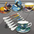 YBK Tech Bone China Cup and Saucer Set - 7oz Tea Cup Inspired by Van Gogh's Paintings (Iris Flower Design)