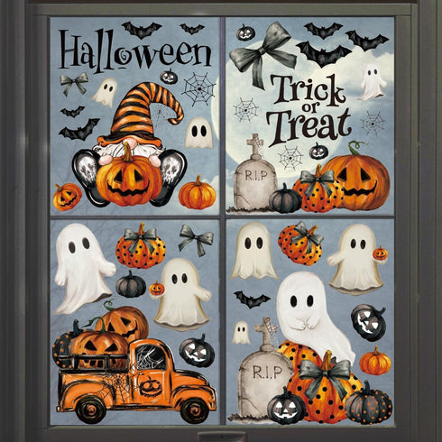 Horaldaily 83 PCS Halloween Window Cling Sticker, Ghosts Pumpkins for Home Party Supplies Shop Window Glass Display Decoration by Horaldaily