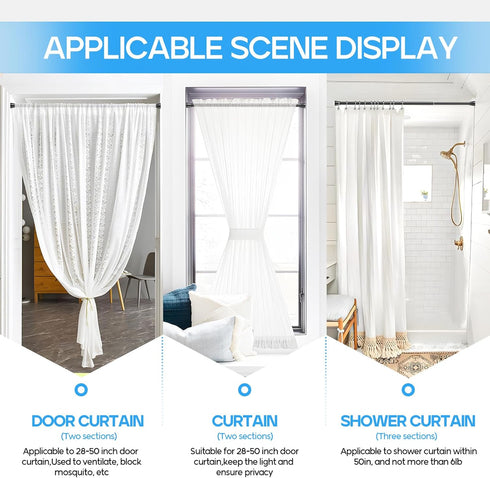 Tension Curtain Rod Spring Curtain Rod Adjustable Tension Rod 1pcs Adjustable Spring Curtain Rod, Tension Rods for Windows 28 to 48 Inch, Non Slip for Bathroom