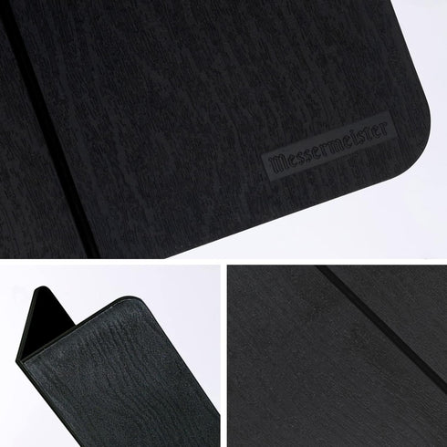 Messermeister Adventure Chef Folding Cutting Board, Black Faux Wood, Durable TPE, Compact & Portable, 10.75 x 9.5”