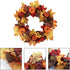 Lighted Fall Harvest Thanksgiving Wreath with Maple Leaf - 12 Inches, Front Door Wall Decor