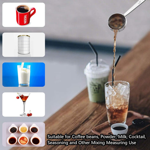 Timoo Coffee Measuring Scoop 1 Tablespoon Long Handle Stainless Steel Spoon for Coffee, Milk Powder, Fruit Powder, Set