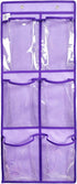 Closet 6 2 Pack Over The Door Hanging Shoe Organizer Narrow Door Shoe Storage Large Clear Pockets Chart (PURPLE)