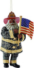 Department 56 Possible Dreams Jim Shore Tribute to 9/11 Firefighter Santa, African American Hanging Ornament, 6 Inch