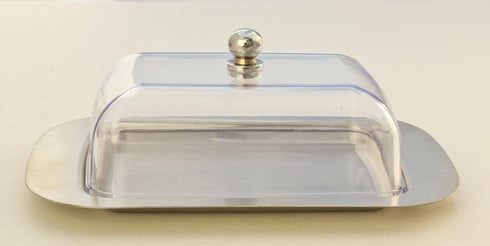 Zoie + Chloe Stainless Steel Butter Dish with Easy to Hold Lid