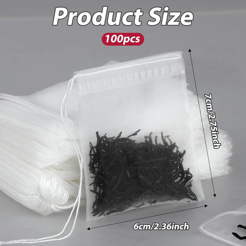 100 Pcs Loose Tea Bags Tea Filter Bags Disposable Tea Bags for Loose Leaf Tea Mesh Small Drawstring Empty Tea Bags for Coffee, Herbs, Spice Sachet, Bath Cooking 2.36 x 2.75 Inch