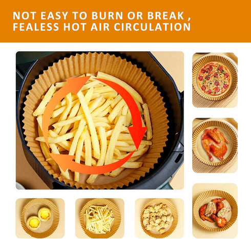 Disposable Air Fryer Paper Liners, 100 Pcs Round Non-Stick Parchment Paper for Cooking Baking Roasting