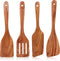 Best Wooden Spatula for Cooking, Teak Wood Utensil Set of 4 for Baking, Mixing, Scraping, Flipping