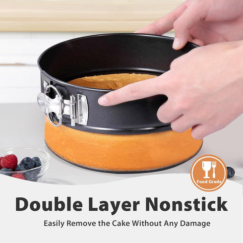 Springform Pan 9 Inch Nonstick Cheesecake Pan with Protector - Leakproof Spring Form Pan for Baking, 9 Inch with 50Pcs