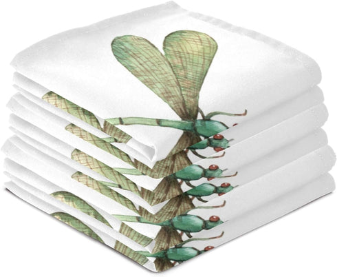 Qilmy Kitchen Dish & Tea Towel Dragonfly Reusable Cloths for Cooking & Drying Dishes, 28x18in-4 PCS