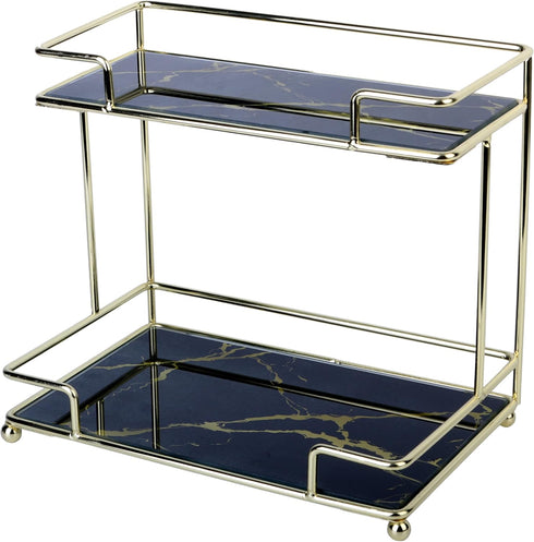Simmerstone 2 Tier Bathroom Vanity Tray, Multifunctional Cosmetic Storage Rack for Dresser and Countertop