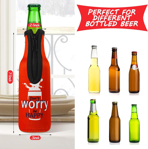 8 Summer Piece Beer Bottle Insulator Sleeve with Zipper Neoprene Insulated Jackets Keep Warm and Cold Beer Bottle