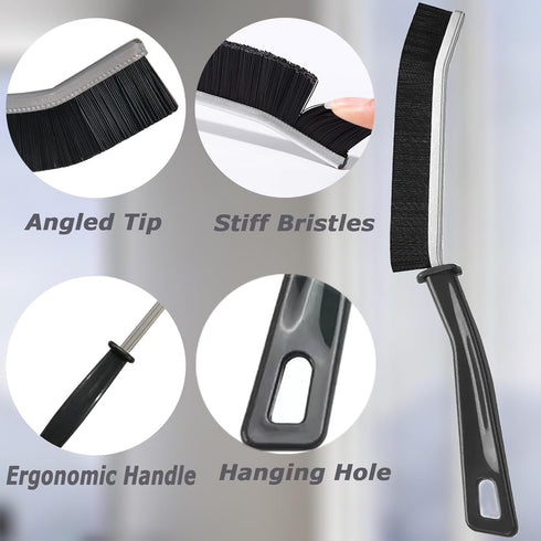 5PCS Hard Bristle Crevice Cleaning Brush, Multifunctional Tool for Grout Lines and Tight Spaces (Grey)