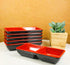 Ebros Red And Black Melamine Traditional Design Condiments Bowl, Ketchup BBQ Soy Sauce Dipping Dish with Divider